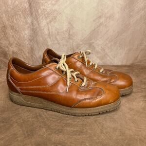 Vintage 70s Sunbacker Leather Lace Up Sneakers Shoes Brown Retro Outdoor Indie